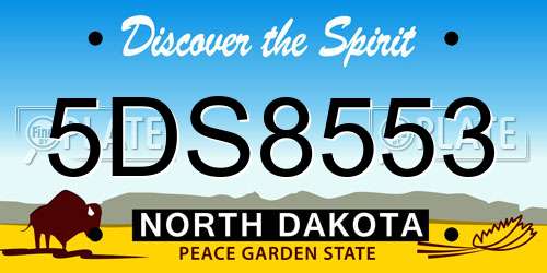 5DS8553 North Dakota License Plate