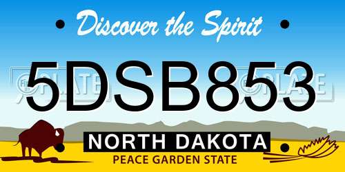 5DSB853 North Dakota License Plate