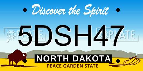 5DSH47 North Dakota License Plate