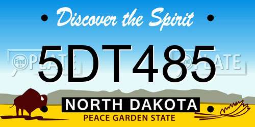 5DT485 North Dakota License Plate