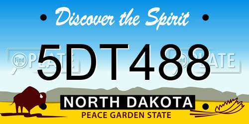 5DT488 North Dakota License Plate