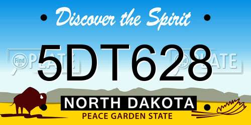 5DT628 North Dakota License Plate