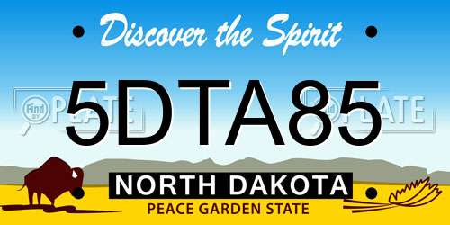5DTA85 North Dakota License Plate