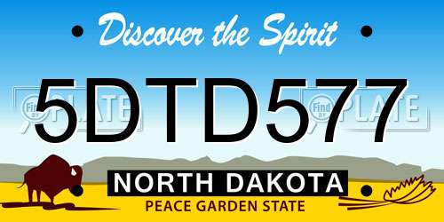 5DTD577 North Dakota License Plate