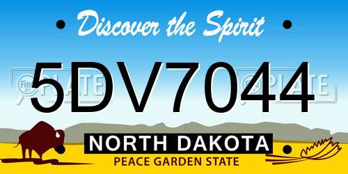 5DV7044 North Dakota License Plate