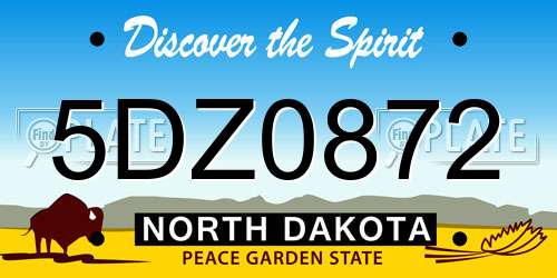 5DZ0872 North Dakota License Plate