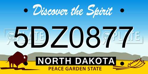 5DZ0877 North Dakota License Plate