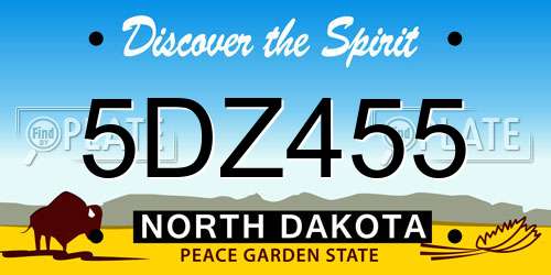 5DZ455 North Dakota License Plate
