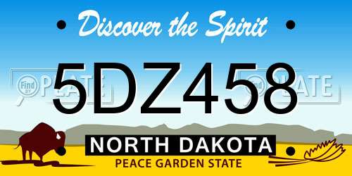 5DZ458 North Dakota License Plate