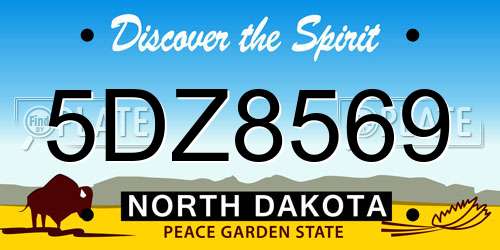 5DZ8569 North Dakota License Plate