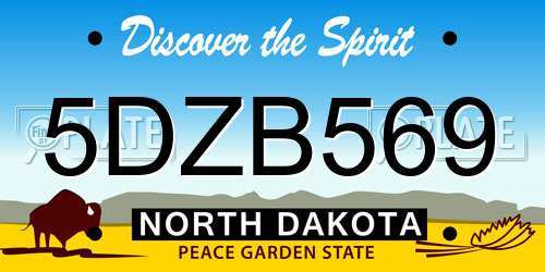 5DZB569 North Dakota License Plate