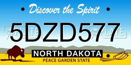5DZD577 North Dakota License Plate