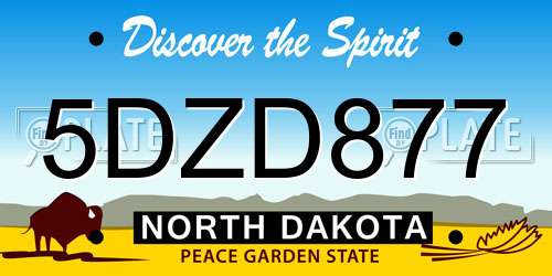 5DZD877 North Dakota License Plate