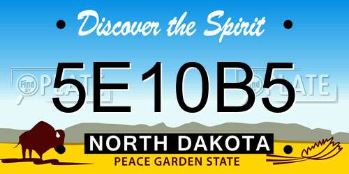 5E10B5 North Dakota License Plate