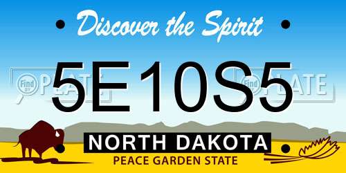5E10S5 North Dakota License Plate