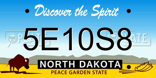 5E10S8 North Dakota License Plate