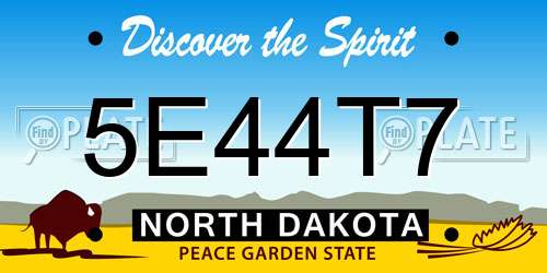 5E44T7 North Dakota License Plate