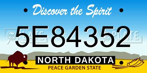 5E84352 North Dakota License Plate