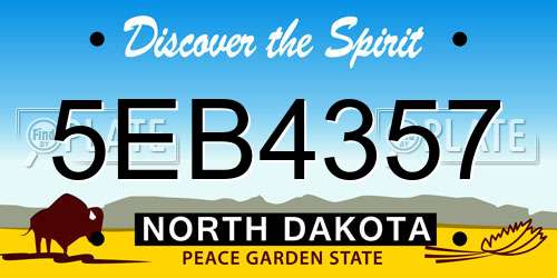 5EB4357 North Dakota License Plate