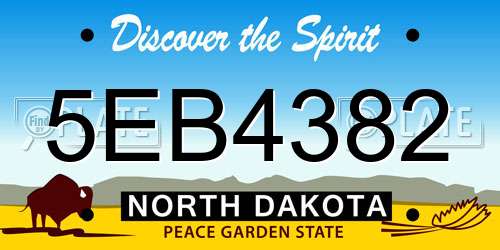 5EB4382 North Dakota License Plate