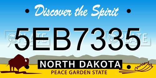 5EB7335 North Dakota License Plate
