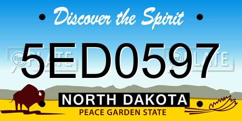 5ED0597 North Dakota License Plate
