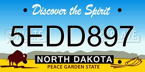 5EDD897 North Dakota License Plate