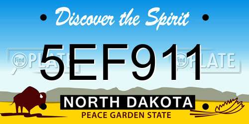 5EF911 North Dakota License Plate
