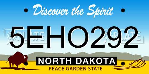 5EHO292 North Dakota License Plate