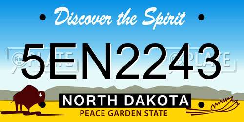 5EN2243 North Dakota License Plate