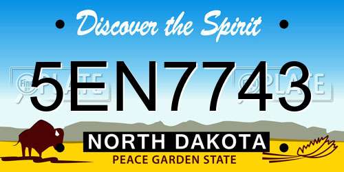5EN7743 North Dakota License Plate