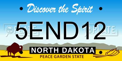 5END12 North Dakota License Plate