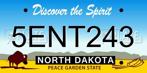 5ENT243 North Dakota License Plate