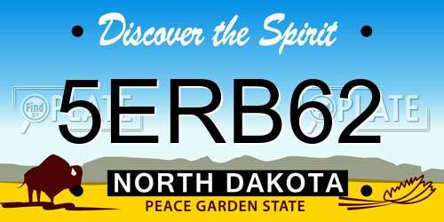 5ERB62 North Dakota License Plate