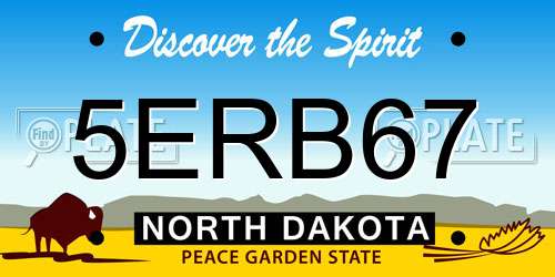 5ERB67 North Dakota License Plate