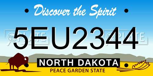 5EU2344 North Dakota License Plate