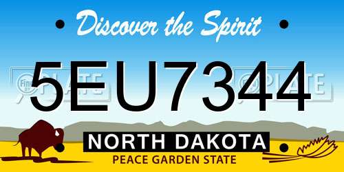 5EU7344 North Dakota License Plate