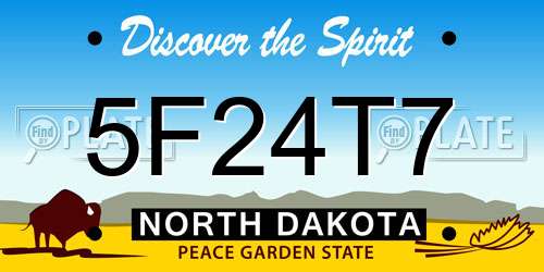5F24T7 North Dakota License Plate