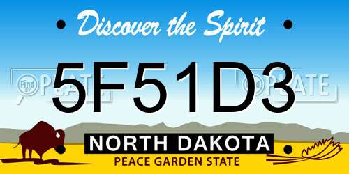 5F51D3 North Dakota License Plate