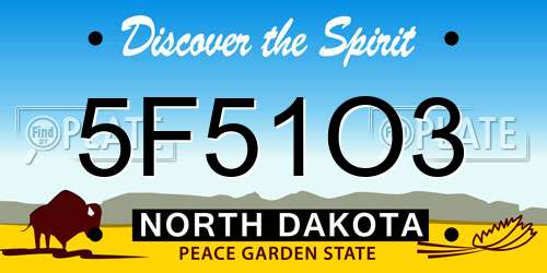 5F51O3 North Dakota License Plate