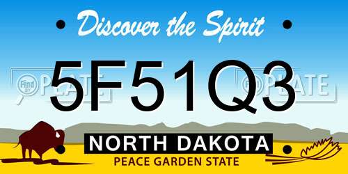 5F51Q3 North Dakota License Plate