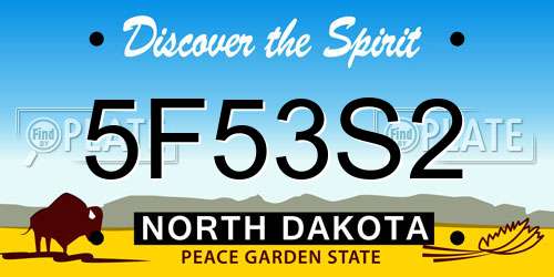 5F53S2 North Dakota License Plate