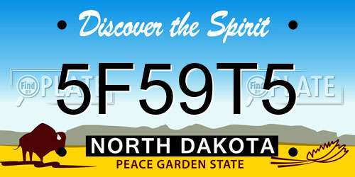 5F59T5 North Dakota License Plate