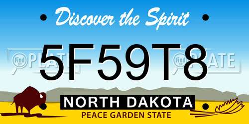 5F59T8 North Dakota License Plate