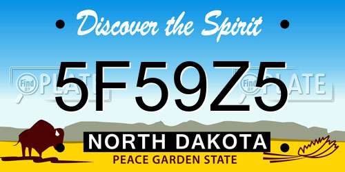 5F59Z5 North Dakota License Plate