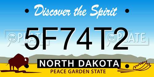 5F74T2 North Dakota License Plate