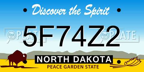 5F74Z2 North Dakota License Plate