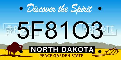 5F81O3 North Dakota License Plate