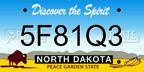 5F81Q3 North Dakota License Plate