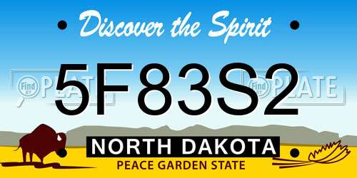 5F83S2 North Dakota License Plate
